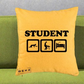 Perna Decorativa Student Life, 40x40 cm, Galben, Husa Detasabila, Perna Inclusa, BEKZ®
