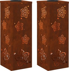 vidaXL Lumină LED Solară pentru Alei 2 pcs Ruginit