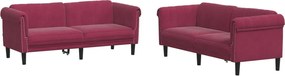 vidaXL Set canapele, 2 piese, roșu vin, catifea