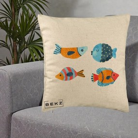 Perna Decorativa Pesti Acuarela, 40x40 cm, Bej, Husa Detasabila, Perna Inclusa, BEKZ®