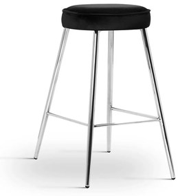 Scaun de bar Circo negru picioare silver - H68 cm