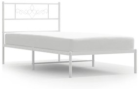 355309 vidaXL Cadru pat metalic cu tăblie, alb, 90x200 cm