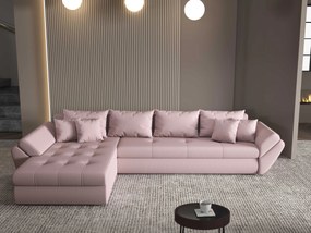 Colțar extensibil dumonde cu ladă de depozitare si sezut confortabil din spuma high-density, Loana XL Enjoy Flamingo 335x185 cm