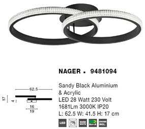 Lustra LED aplicata design modern circular NAGER 28W NVL-9481094