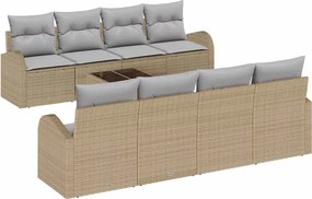 vidaXL Set de canapele pentru grădină cu pernă Manual 9 pcs Bej și gri