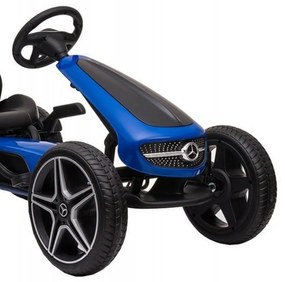 Kart cu pedale pentru copii NOVOKIDS® Mercedes Benz Kart PRO, Cu claxon si melodii, Carena, Structura metalica, Frana de mana, Functie FreeWheel,