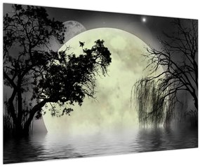 Tablou - Lună plină deasupra apei (90x60 cm)
