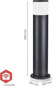 Nedis ZBLOP10RGBW - Lampă LED RGBW pentru exterior, dimabilă, 10 W, 230 V, IP65, Wi-Fi Tuya, neagră