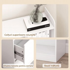 HOMCOM Bibliotecă Dublă cu 6 Niveluri, Sertare și Panou Perforat, Alb | Aosom Romania