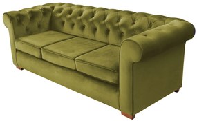Canapea Oxford Chesterfield, 93x214x75 cm, 3 locuri, Olive