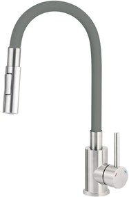 Baterie pentru chiuveta bucatarie, antracit, cap mixer, pipa flexibila, 2 tipuri de jet, Deante Luno Antracit