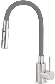 Baterie pentru chiuveta bucatarie, antracit, cap mixer, pipa flexibila, 2 tipuri de jet, Deante Luno Antracit