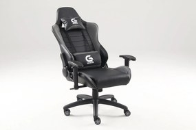 Scaun gaming GENATOR V9, piele perforată, recliner, Negru/Gri