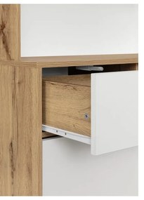 Vitrină albă/în culoare naturală cu aspect de lemn de stejar 84x165 cm Skandi – Støraa