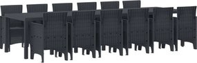 vidaXL Set de masă pentru grădină 13 pcs Antracit Ratan Polt