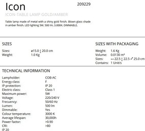 Veioza, Lampa de masa LED Icon auriu/ chihlimbar