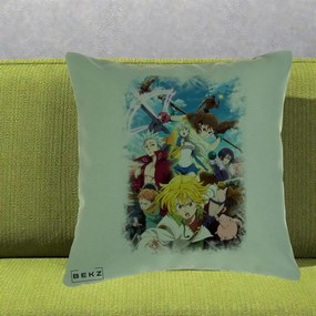 Perna Personalizata Nanatsu no Taizai Cele Sapte Pacate Mortale Anime, 40x40 cm, Verde, Husa Detasabila, Perna Inclusa, BEKZ®