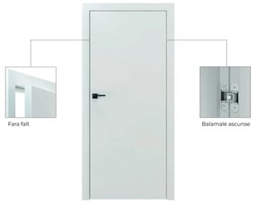 Usa de interior PORTA DUO din pal tubular si insertii de furnir natural - Model 4.A 95-140 mm, Alb / Stejar