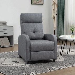 HOMCOM Fotoliu Reclinabil 155° max în Țesătură cu Efect de In Gri cu Suport pentru Picioare, 67x87x98 cm | Aosom Romania