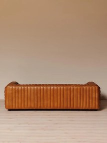 Canapea 3 locuri din piele naturală cognac, aspect vintage, "Freud"