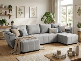 Coltar extensibil in forma de U LIVARO, gri deschis, 305x140 cm
