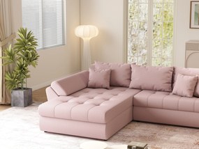 Colțar extensibil dumonde cu ladă de depozitare si sezut confortabil din spuma high-density, Loana Enjoy Flamingo 270x185 cm