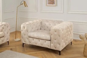 Fotoliu design Chesterfield, Catifea Bej Sampanie MODERN BAROCK