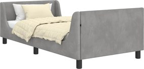 vidaXL Cadru de pat pentru copii cu spătar Gri deschis 90 x 190 cm