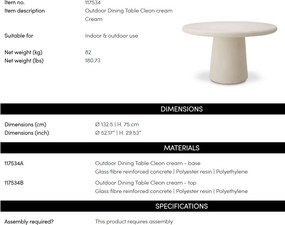 Masa design LUX pentru interior si exterior Cleon M crem