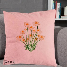 Perna Decorativa Margarete Camp, 40x40 cm, Roz, Husa Detasabila, Perna Inclusa, BEKZ®