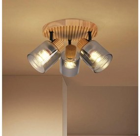Brilagi - Spot HYGGE 3xE14/15W/230V lemn de cauciuc/fumuriu