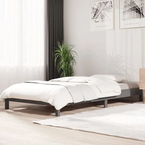 820404 vidaXL Pat stivuibil, gri, 90x200 cm, lemn masiv de pin