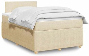 vidaXL Pat continental cu saltea, crem, 120x190 cm, textil