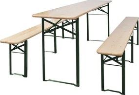 vidaXL Masă pentru bere pliabilă cu 2 bănci, 220 cm, lemn de brad
