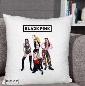 Perna Personalizata K-pop BLACKPINK Fotografie de Grup, 40x40 cm, Alb Pufos, Husa Detasabila, Perna Inclusa, BEKZ®