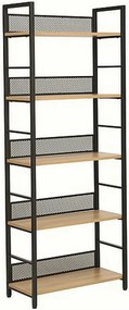 Etajera RAW R5, stejar/negru, PAL laminat/metal, 60x28x154 cm