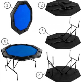 Masă de poker pliantă-albastră, 120 x 120 x 76 cm