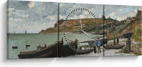 Tablou - Claude Monet, Sainte Adresse, reproducere (cu ceas) (90x30 cm)