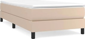 vidaXL Cadru de pat cu arcuri, cappuccino, 100x200 cm, piele ecologică