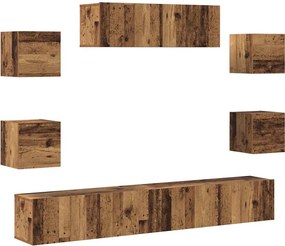 vidaXL Set dulap TV 7 piese montat pe perete lemn vechi lemn prelucrat