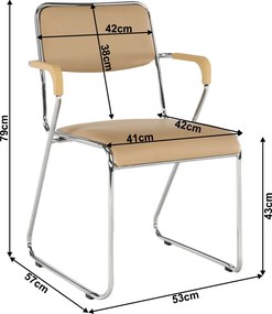Scaun conferinţă, piele ecologică maro, DERYA