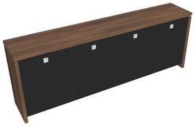 Dulap mic Verno 248 x 46 x 90 cm, uși de sticlă, nuc / negru