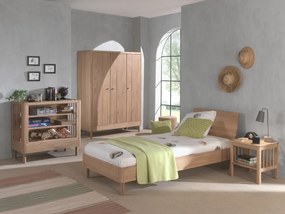 Set Complet Mobilier Camera Bebelusi Forrest Oak, Pat 90x200 cm, Dulap cu 3 Uși, Noptieră și Masă de înfășat, din Lemn de Stejar, Natur – Vipack