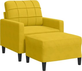 vidaXL Fotoliu canapea cu taburet, galben, 60 cm, catifea