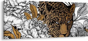 Tablou - Leopard între flori (120x50 cm)