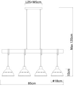 Lustră pe cablu Globo 15442-4H REX 4xE27/60W/230V