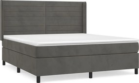 vidaXL Pat box spring cu saltea, gri închis, 180x200 cm, catifea