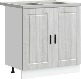 vidaXL Dulap baza chiuvetă cu depozitare Porto 2 pcs Gri Lemn compozit