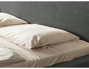 Pat matrimonial gri închis tapițat cu somieră 160x200 cm Makana – Makamii