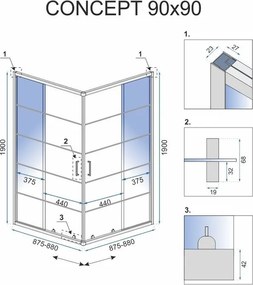 Cabina de dus Rea Concept Black 90x90 cm